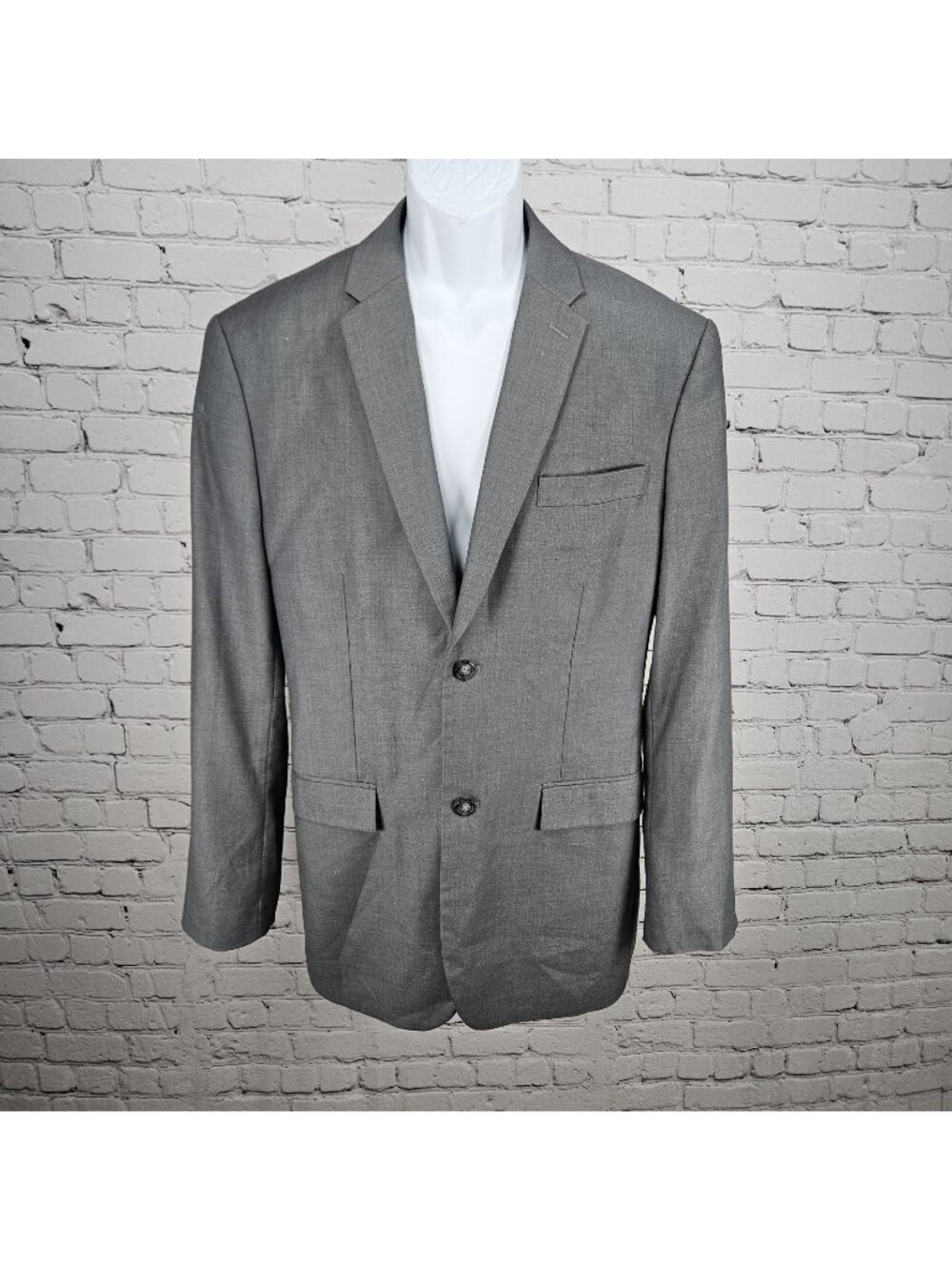 Perry Ellis Grey Slim Fit 2 Button Double Vented Notch Blazer Sport Coat 44R